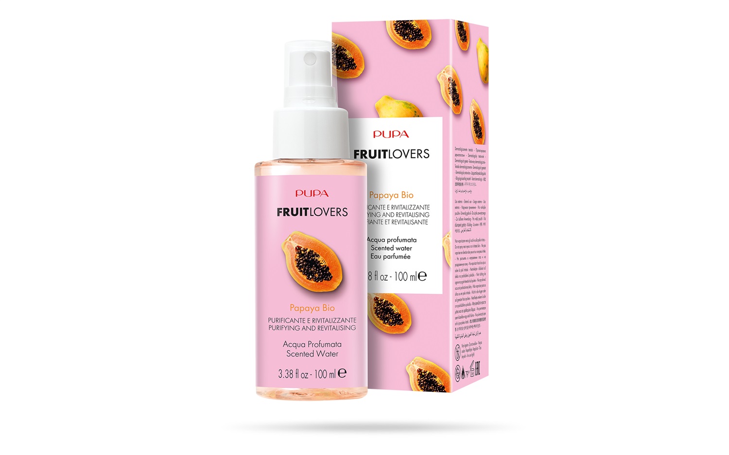PUPA Milano Fruit Lovers Acqua Profumata Bio Papaya 100ml - Purificante e Rivitalizzante con Estratto di Papaya da Agricoltura Biologica