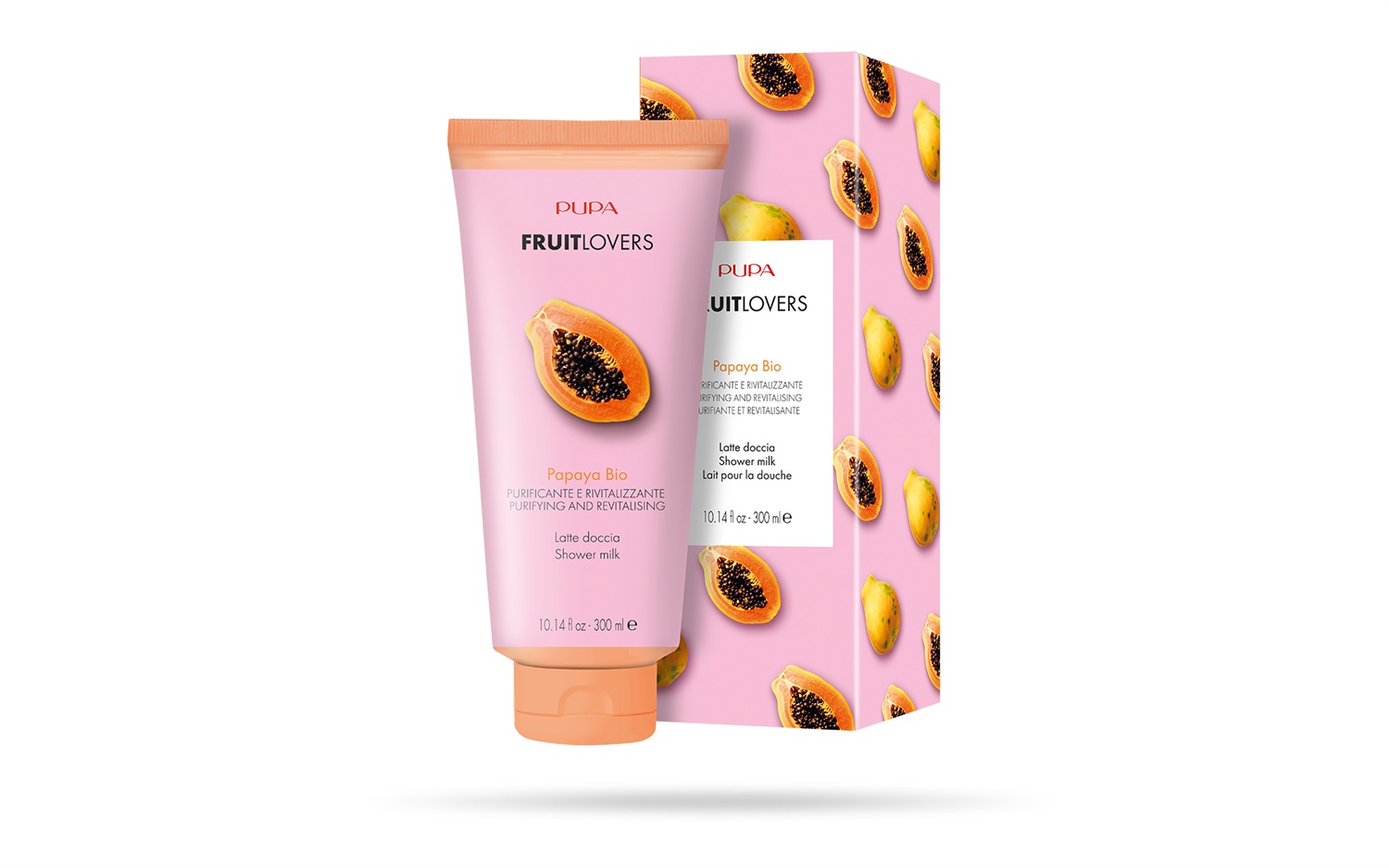 PUPA Milano Fruit Lovers - Latte Doccia Papaya 300 ml - Benessere della pelle con attivi di frutta biologica
