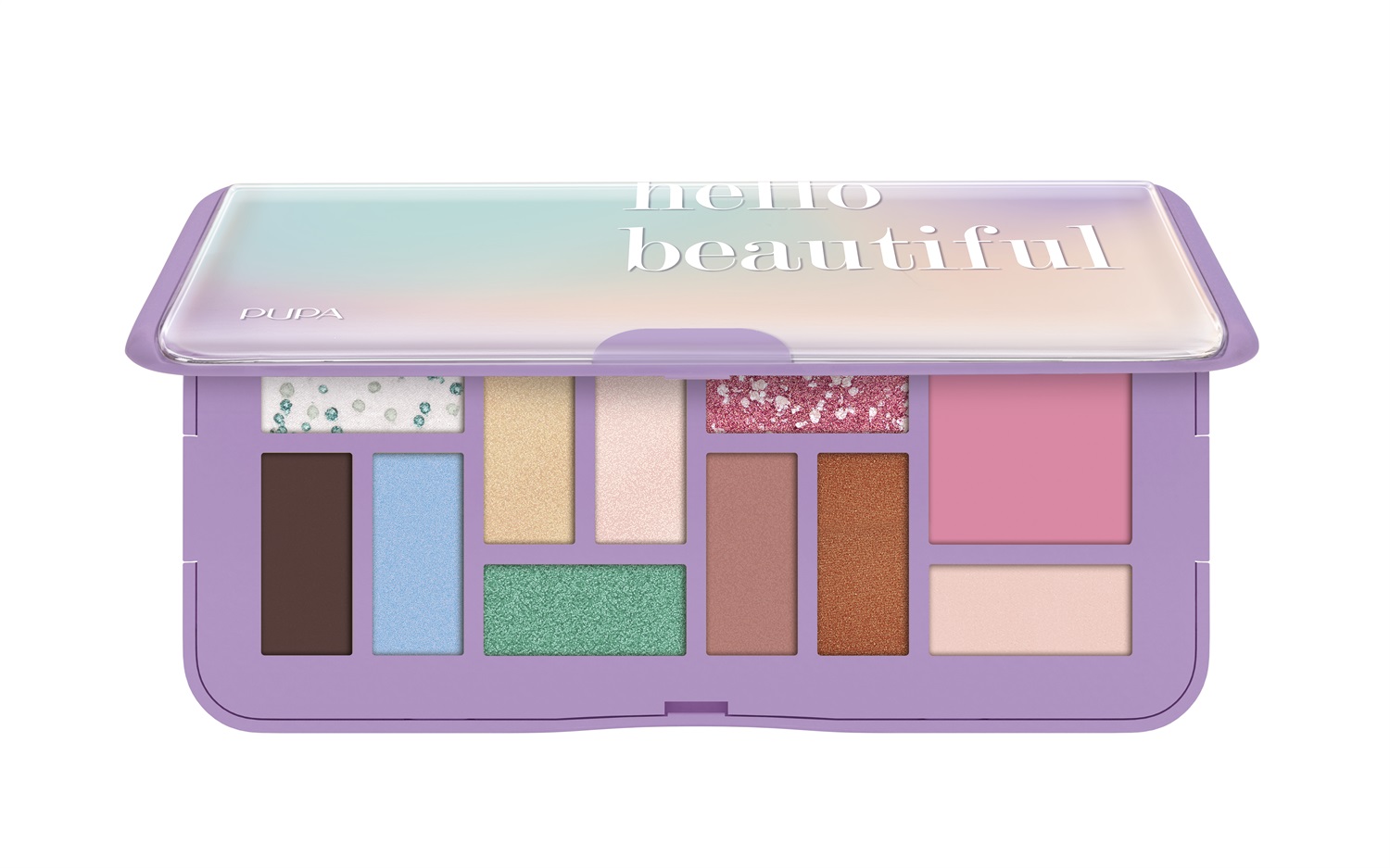 PUPA Milano Palette M Life In Color 002 Lilac - Palette multifinish con 7 Ombretti, 1 Fard e 3 Special Effect, 12g