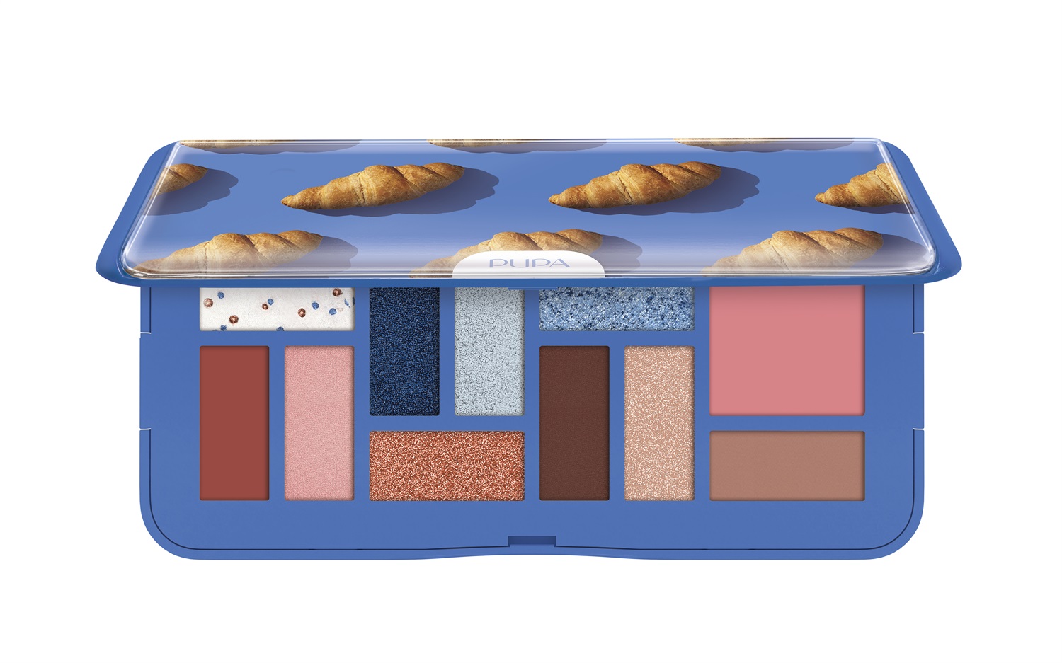 PUPA Milano Palette M Breakfast Lovers 007 Croissant - 7 Ombretti Matt & Satin, 1 Fard, 3 Special Effect, Packaging Innovativo