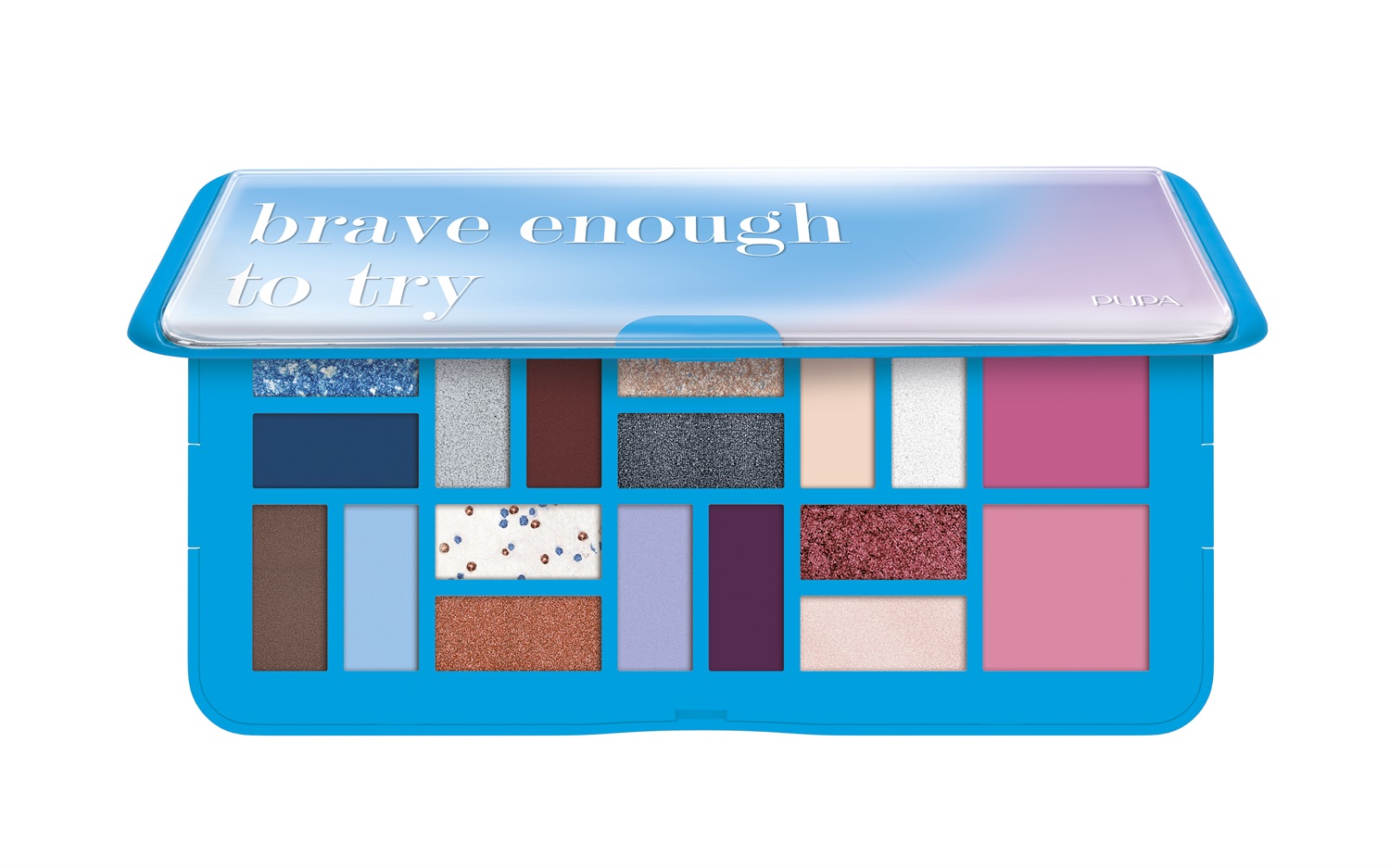 PUPA Milano Palette L Life In Color 001 Blue - Palette multifinish con 12 Ombretti, 2 Fard e 4 Special Effects, Design Super Slim, Formule Clean