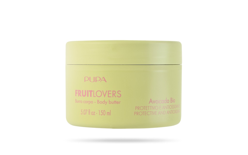PUPA Fruit Lovers Burro Corpo Avocado Bio 150ml - Idratante e Nutriente con 91% Ingredienti Naturali