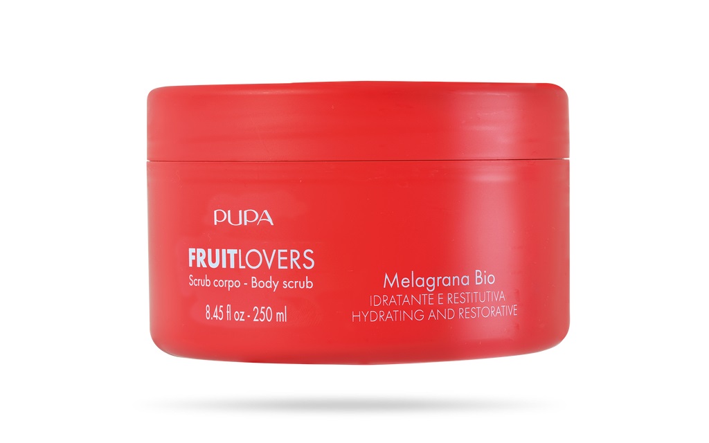 PUPA Milano Fruit Lovers Scrub Corpo Melagrana Bio 250ml - Esfoliante Idratante in Gel con Attivi di Frutta da Agricoltura Biologica