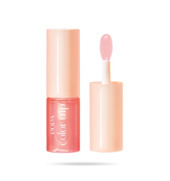 PUPA Milano Color Trip Olio Labbra Nutriente 02 Glassy Coral 7.5ml - Finish Trasparente Brillante, Texture Balmy e Nutriente