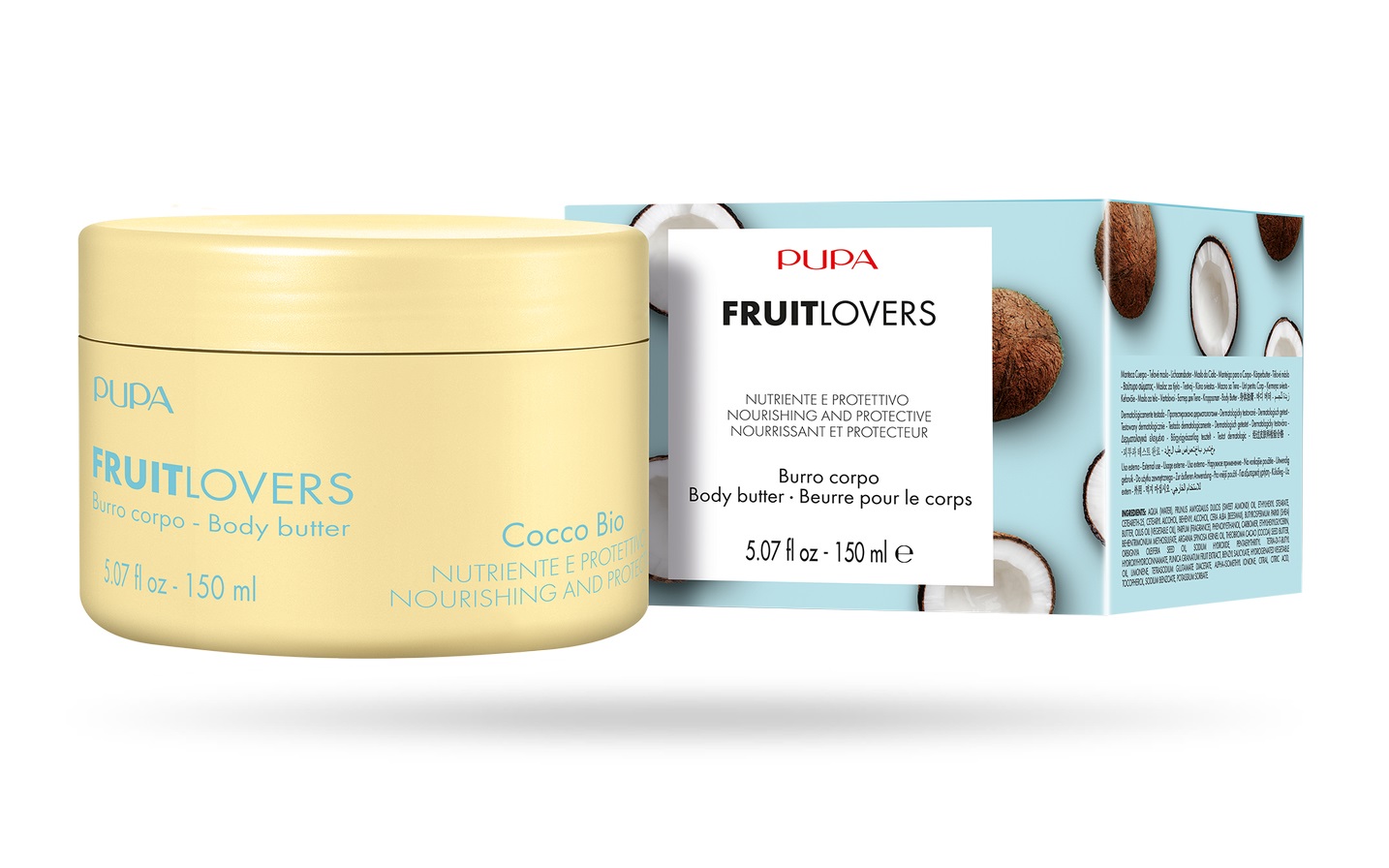 Pupa Fruit Lovers - Burro Corpo Cocco Bio 150ml | Nutriente, Protettivo, Idratante con Olio di Cocco da Agricoltura Biologica
