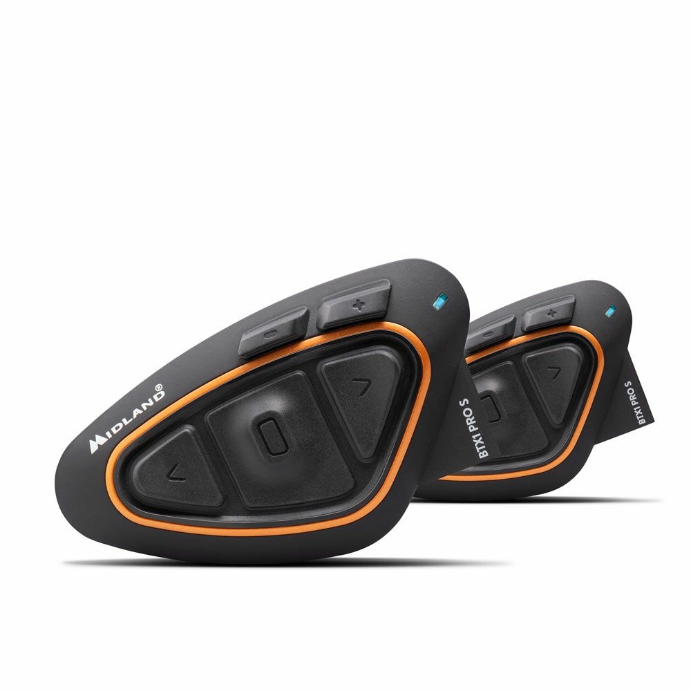 Midland BTX1 Pro S Interfono Bluetooth da Moto Doppio con Hi-Fi Speaker, Modalità Conferenza fino a 4 Persone, Portata 800 m