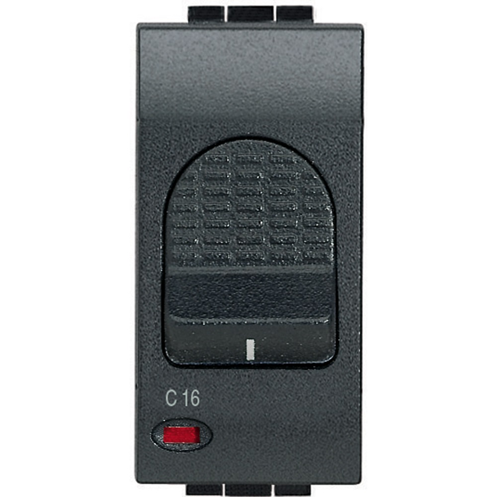 BTicino L4301/16 Interruttore Automatico Magnetotermico Bipolare 1 Polo Protetto 16A 230V Colore Antracite