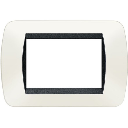 BTICINO Placca Living International 3 Moduli in Tecnopolimero Bianco con Cornice Interna Nera - L4803PB