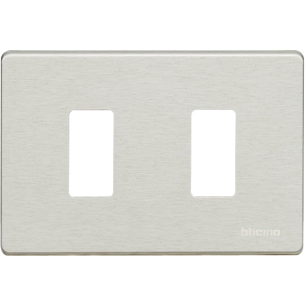 Bticino 503/2/X Placca Magic 2 Moduli in Alluminio Oxidal per Scatola Rettangolare con Sottoplacca