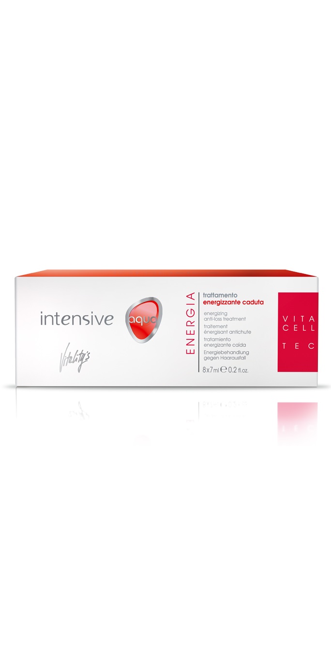 Vitality's Intensive Aqua Trattamento Energizzante Anticaduta - 8 Fiale da 7 ml per Capelli Spenti