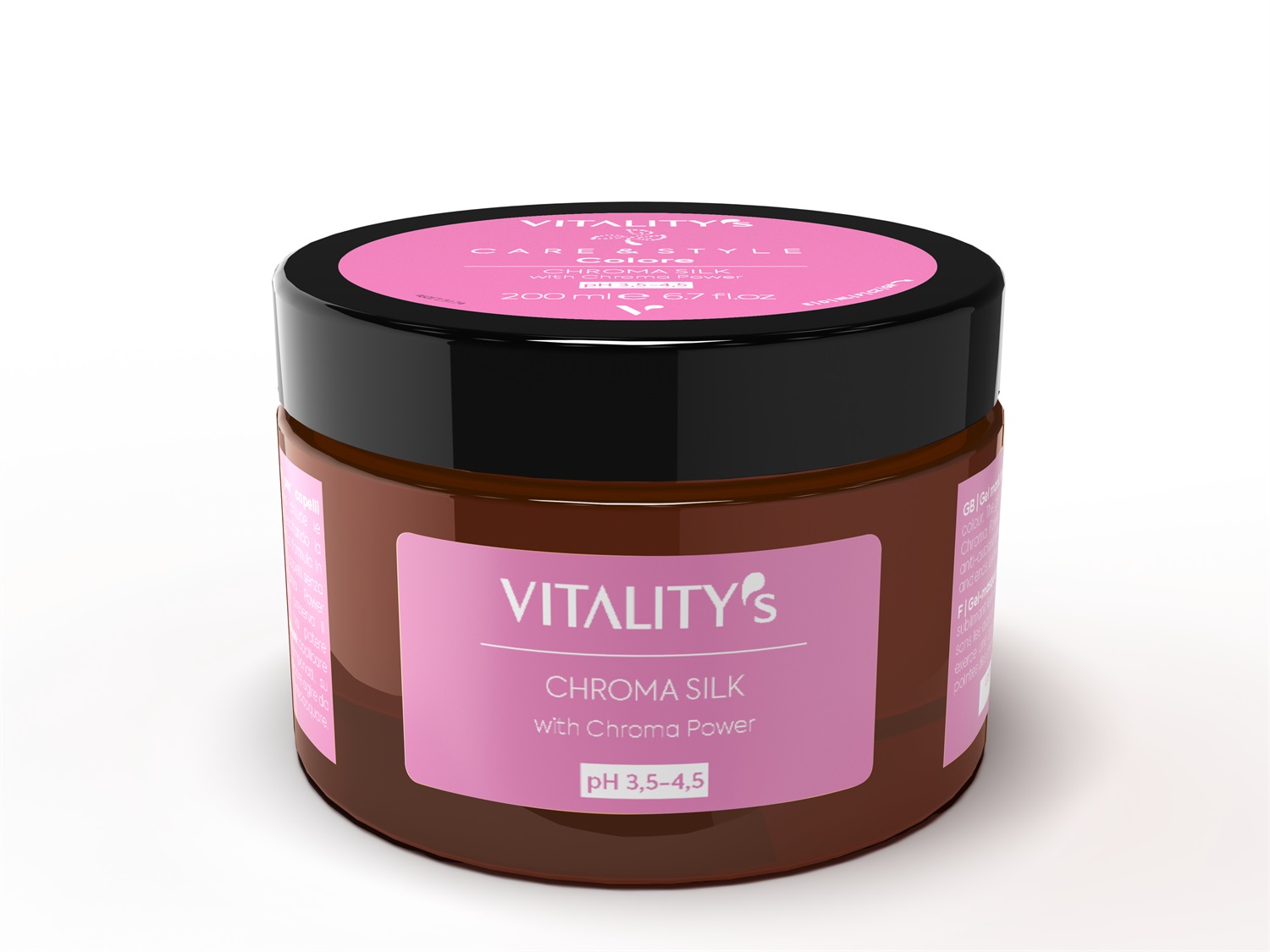Vitality's Care & Style Colore Chroma Silk Maschera 200ml - Protezione del Colore, Idratante, Shine, Setificante per Capelli Colorati