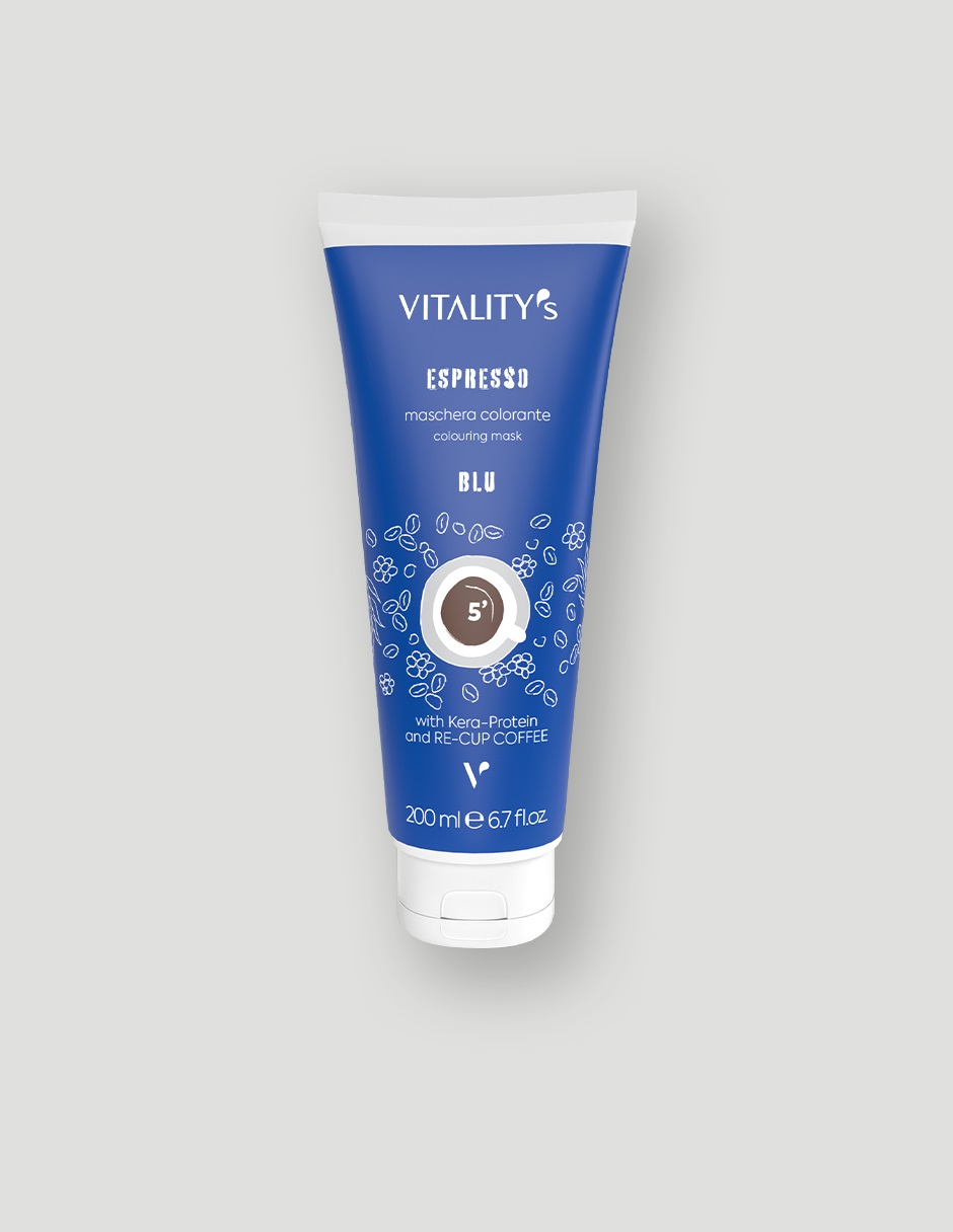 Vitality's Espresso Blue e Mocaccino 200 ml - Rinfresca il colore senza ammoniaca, pronto all'uso in tubo