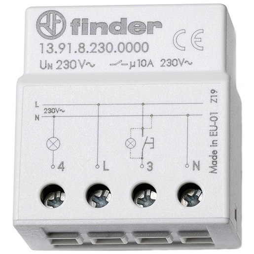 Finder 13.91.8.230.0000 Relè ad Impulsi Elettronico 10A 230V 1 Contatto Incasso