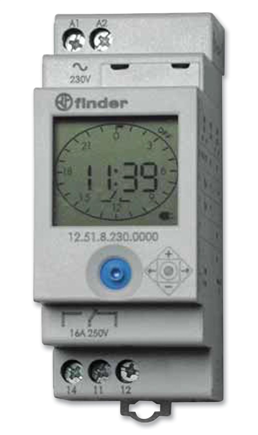 Finder 12.51.8.230.0000 Interruttore Orario Digitale Giornaliero/Settimanale 1 Contatto 16A 230V AC con Programmazione NFC