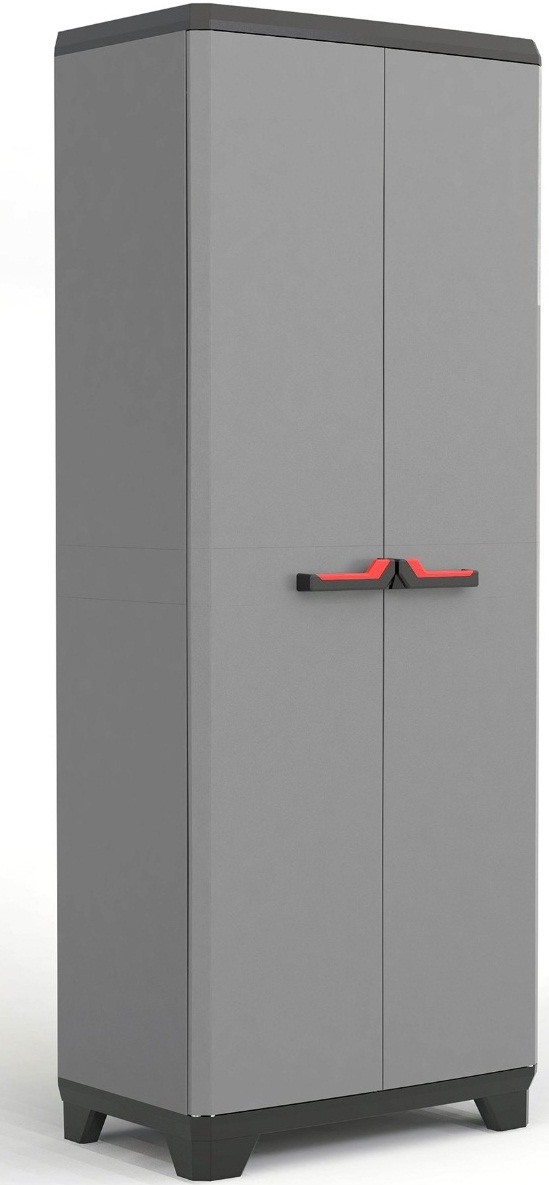 Keter Armadio Alto Stilo in Resina 3 Ripiani Regolabili 68x39x173 cm - Colori Nero, Grigio, Rosso