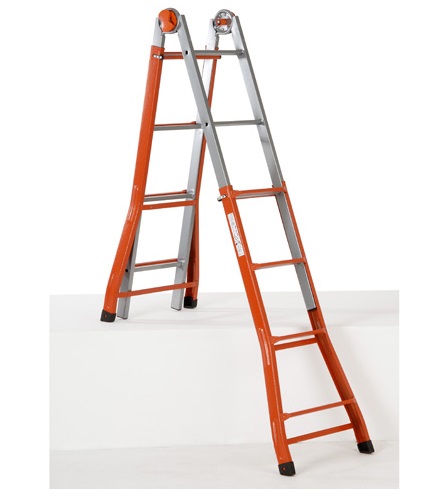 GIERRE Scala Telescopica Peppina in Acciaio 4 4 Gradini, Portata Massima 125 kg, Altezza Fino a 3,76 m