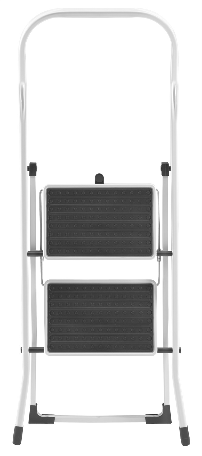 Gierre Sgabello Superstep in Acciaio Bianco/Grigio con 2 Gradini e Corrimano - Modello B0200 - Capacità 150 kg