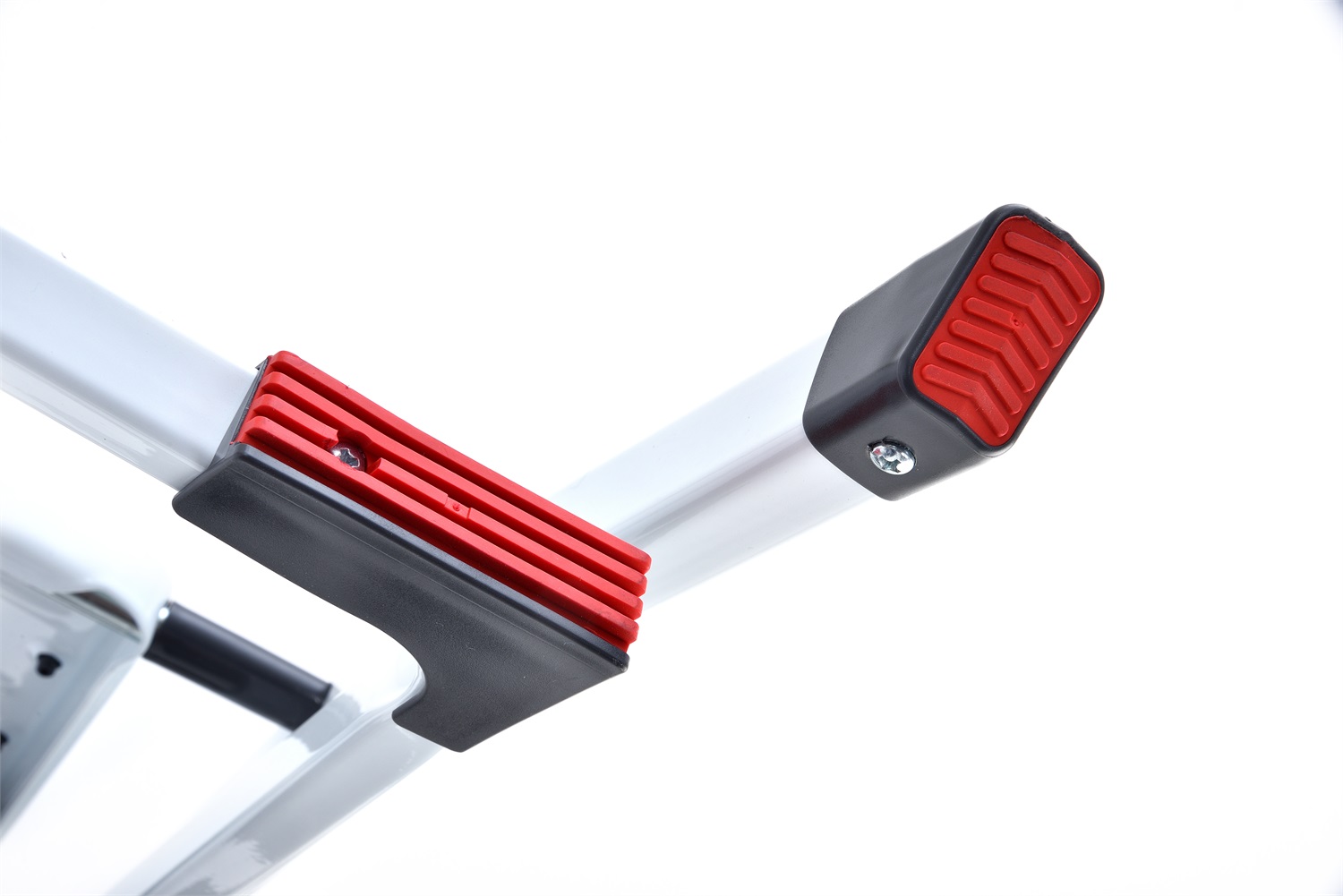 GIERRE Sgabello in Acciaio Superstep - 3 Gradini - Bianco/Grigio - Dimensioni 0,47x0,75xH.1,30 m - Corrimano Alto 61 cm