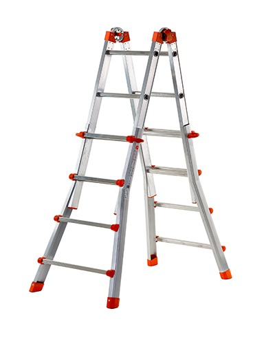 Gierre Peppina Scala Telescopica in Alluminio 4 4 Gradini, Portata Massima 125 kg, Altezza Fino a 4.72 m