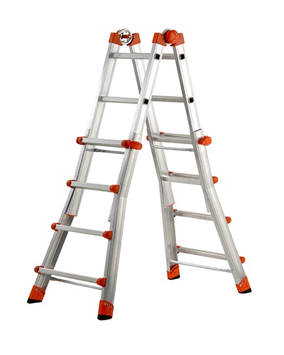 GIERRE Peppina AL020 Scala Telescopica Multifunzionale in Alluminio, 4 4 Gradini, Altezza Massima 470 cm, Portata 150 kg, Made in Italy