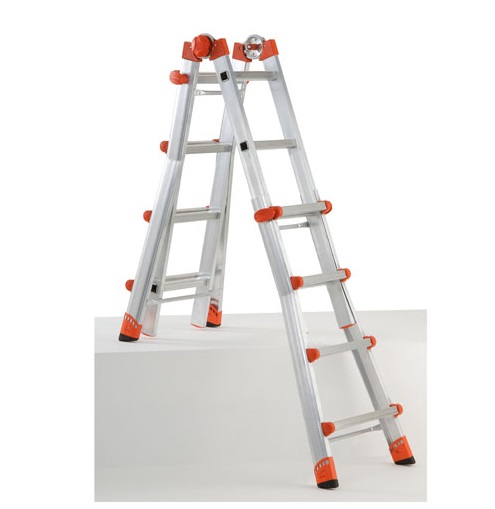 GIERRE Peppina AL020 Scala Telescopica Multifunzionale in Alluminio, 4 4 Gradini, Altezza Massima 470 cm, Portata 150 kg, Made in Italy