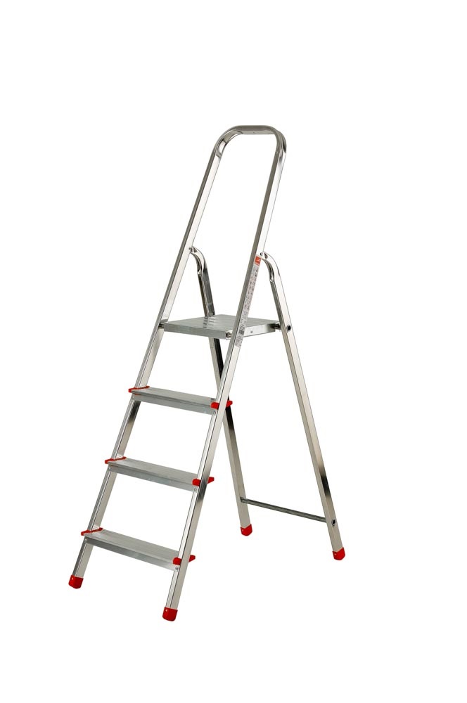 GIERRE Scala in Alluminio Scalamìa Rinforzata 4 Gradini - Portata Massima 150 kg, Dimensioni 0.44x0.82xH.1.41 m