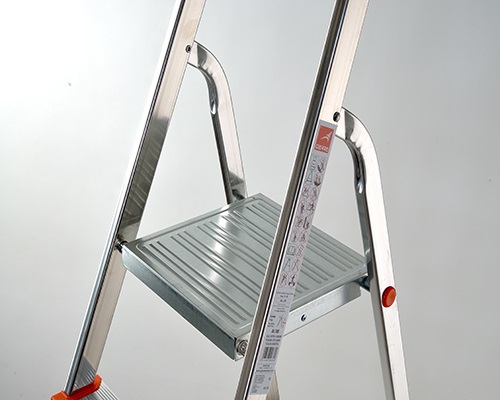 GIERRE Scala in Alluminio Scalamia 5 Gradini - Altezza Massima 3,02 m, Capacità 150 kg, Piedini Antiscivolo