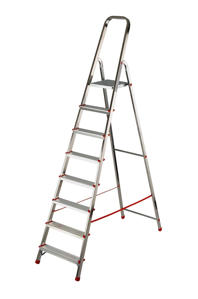 GIERRE Scala in Alluminio Scalamìa Rinforzata, 8 Gradini, Altezza 2.23 m, Portata 150 kg, Normativa EN 131