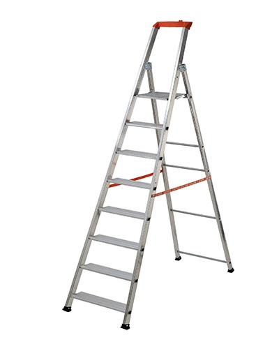 GIERRE AL750 Stabila Scala Pieghevole in Alluminio 8 Gradini - Portata 150 Kg, Certificazione EN 131, Altezza 2,44 m