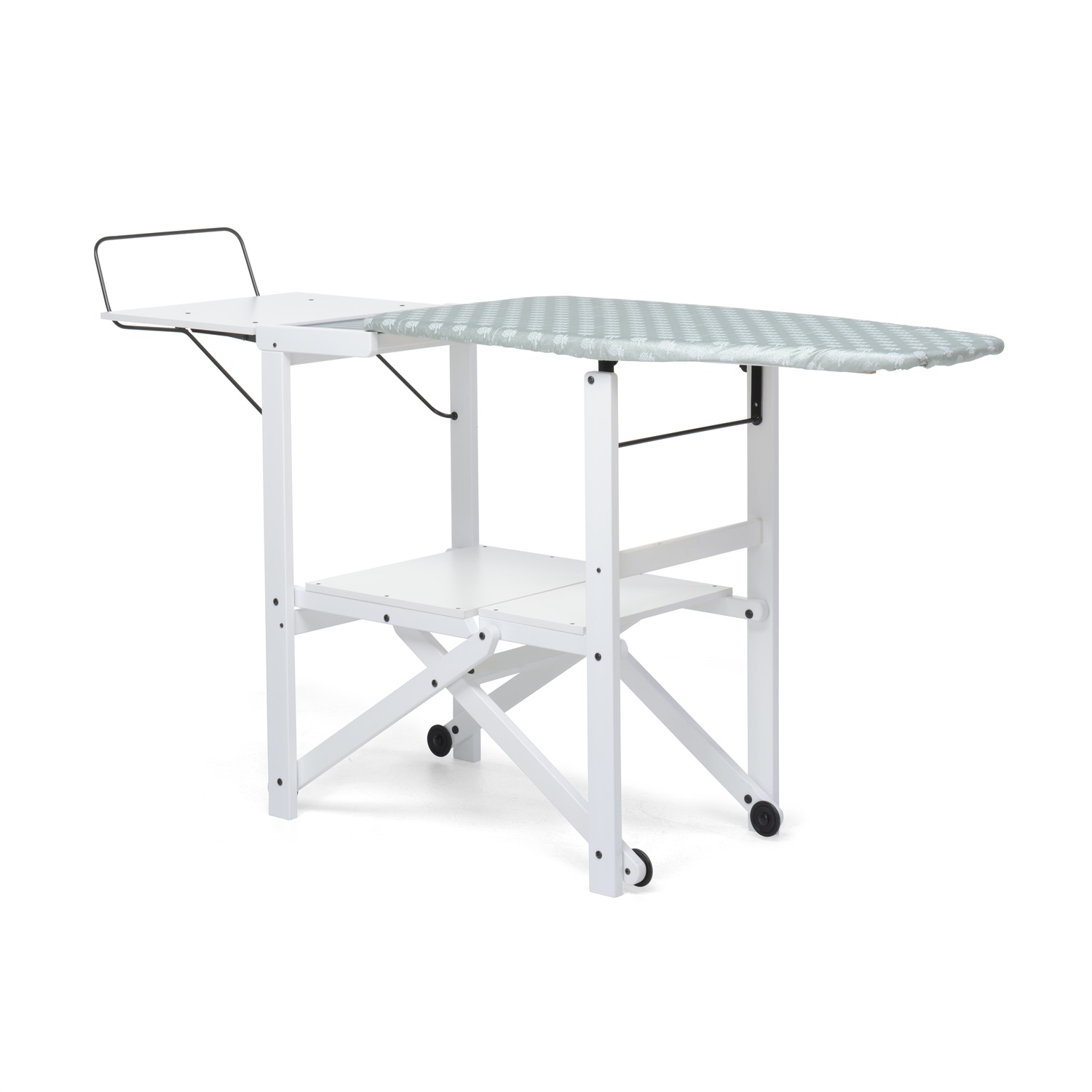 Foppapedretti Asso Postazione da Stiro Completa 1010 x 490 mm - Elegante, Chiudibile, con Piani di Appoggio e Sede Protetta per Ferro da Stiro