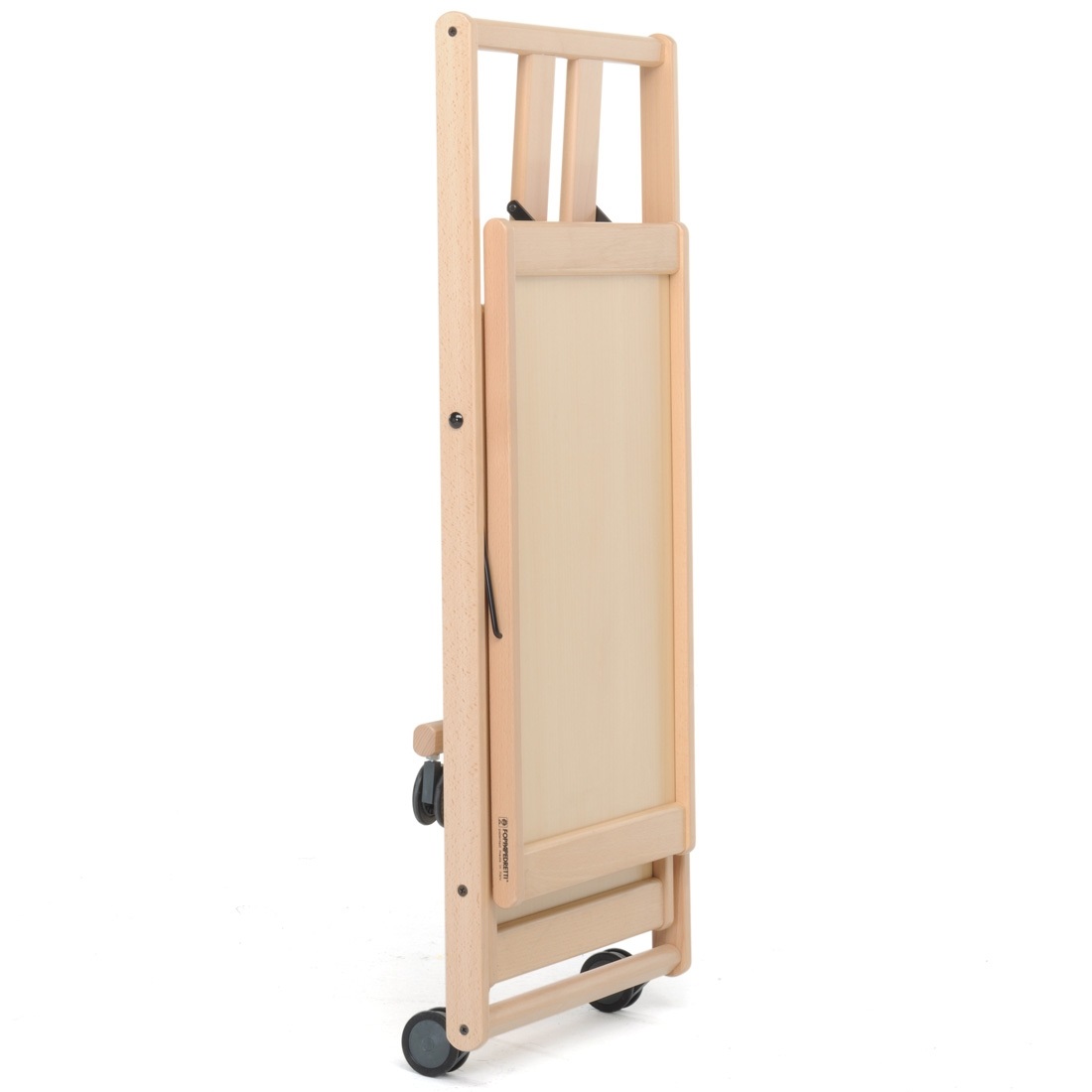 Foppapedretti Carrello Portavivande Sprint in Legno Naturale, Pieghevole con 2 Ripiani e Ruote Piroettanti
