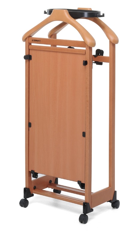 Foppapedretti Il Mettimpiega Indossatore da Camera in Legno Noce con Pannello Imbottito, 2 Spalle, Staffa Porta Pantaloni e Ganci Regolabili