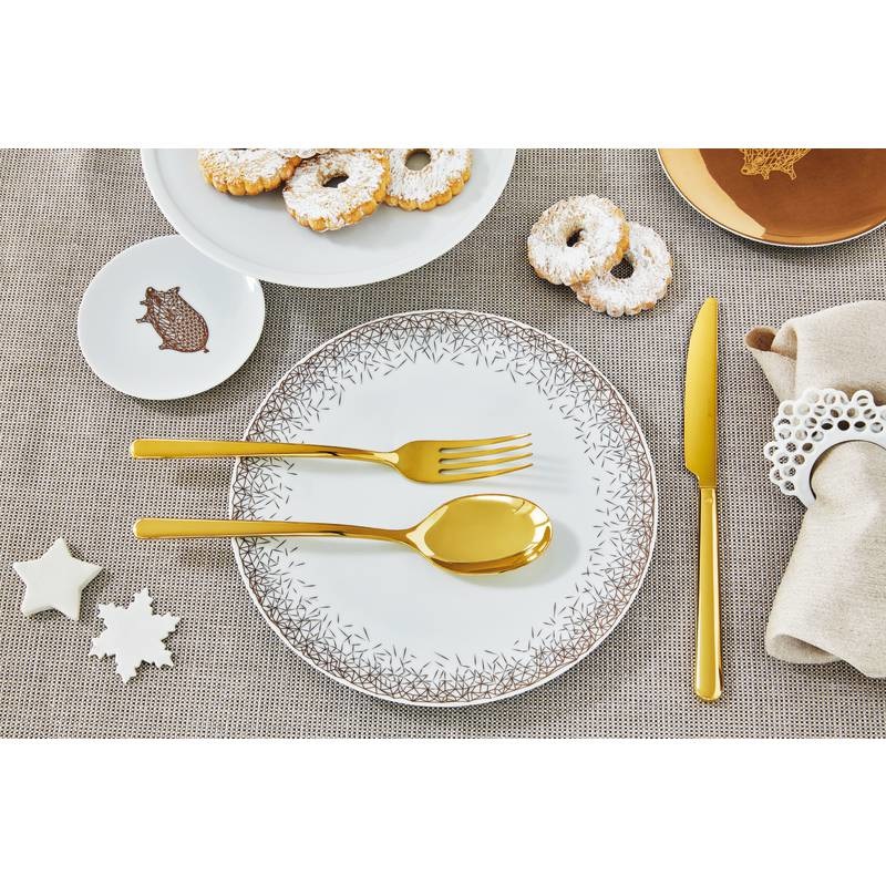 Sambonet Servizio 24 Posate Monoblocco Linear PVD Gold - Acciaio Inox con Finitura Elegante