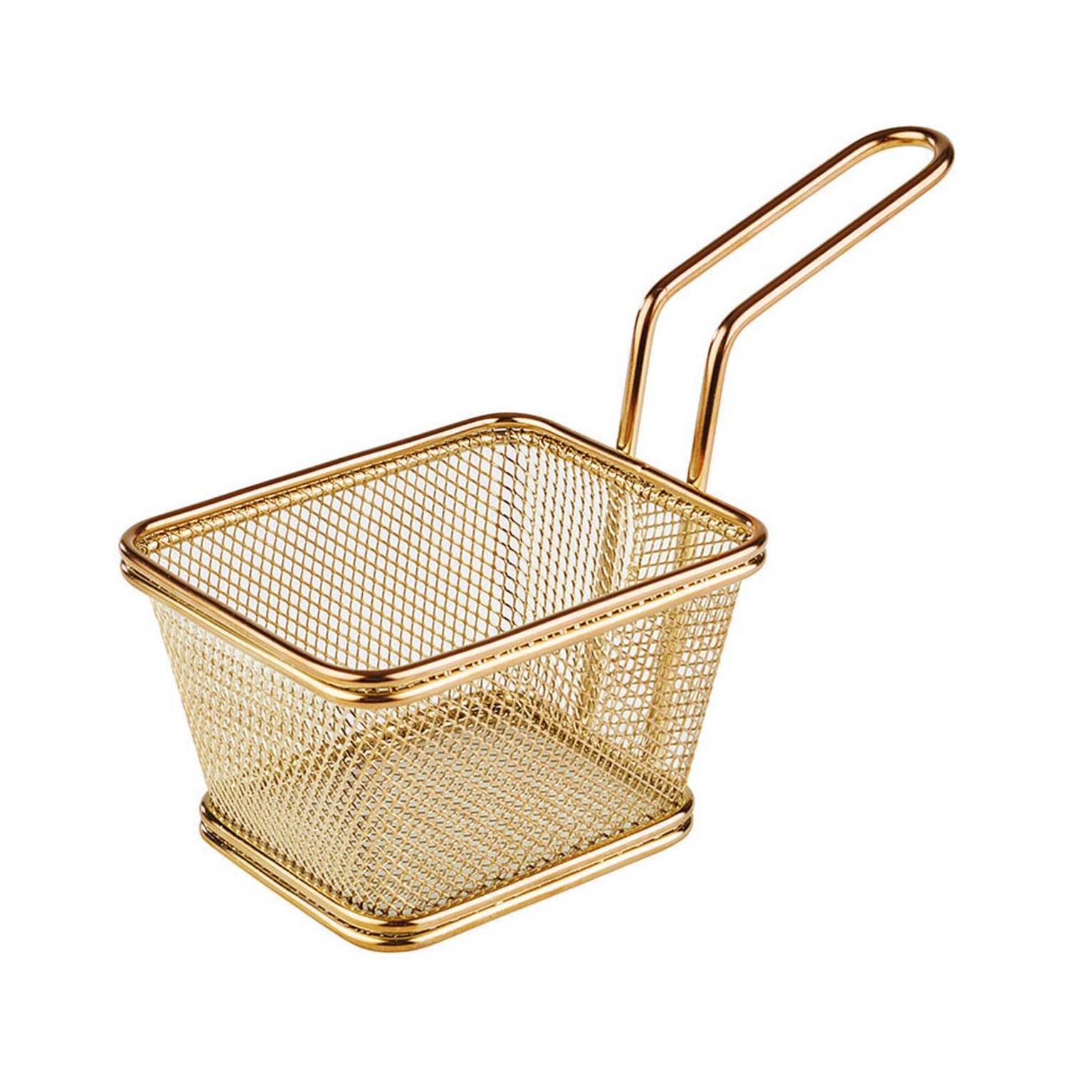 PADERNO Cestino Porta Snack Buffet in Acciaio Inox Oro - 10x8,5 cm, Altezza 6,5 cm, Design Elegante con Manico