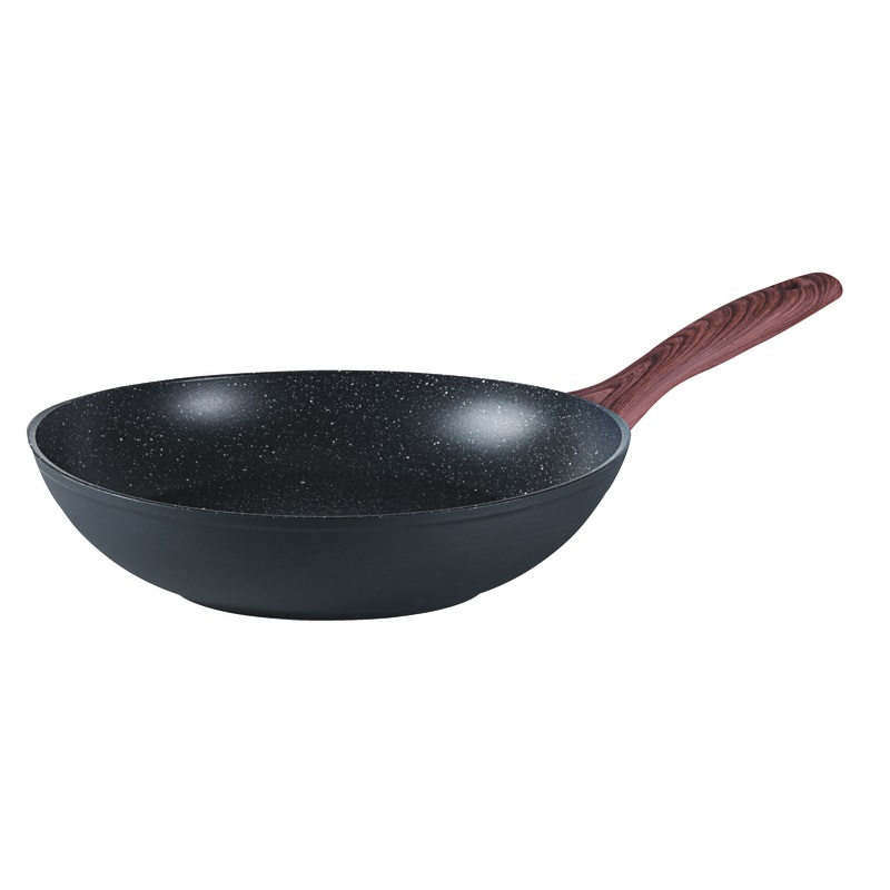 Sambonet 51033-28 Padella Wok/Stir-Fry 28 cm in Alluminio con Rivestimento Antiaderente QUARZOTEK - Design Rock & Rose