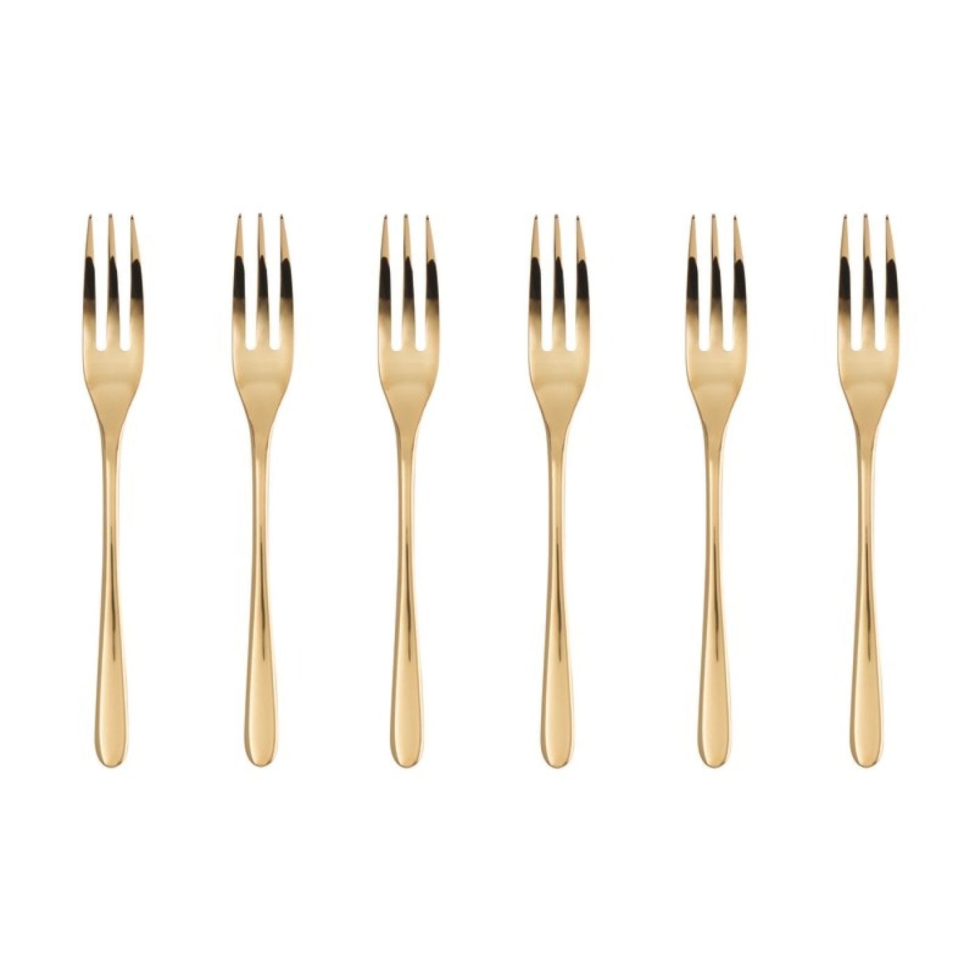 Sambonet Taste Set di 6 Forchette Dolce in Acciaio Inox PVD Gold, Lavabili in Lavastoviglie