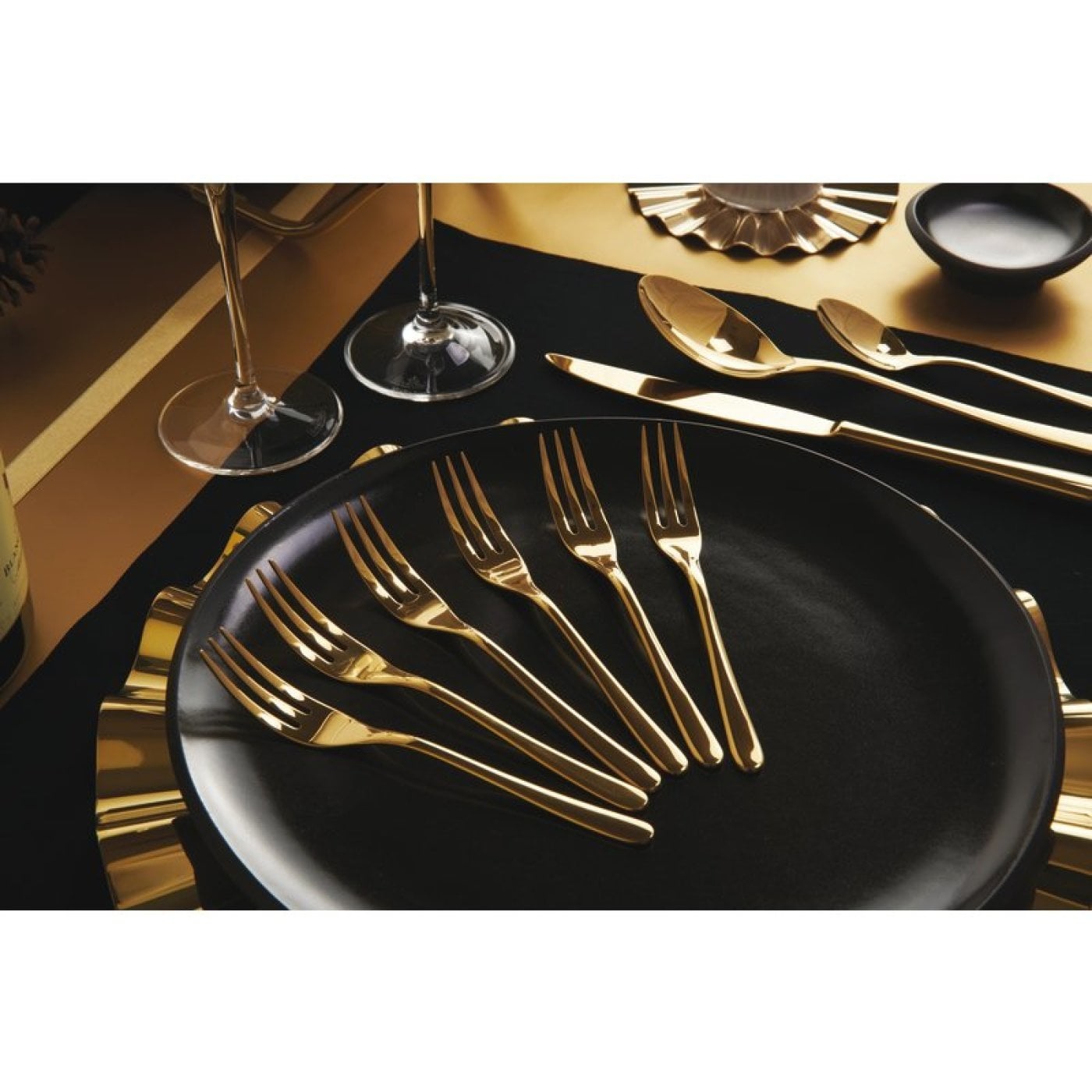 Sambonet Taste Set di 6 Forchette Dolce in Acciaio Inox PVD Gold, Lavabili in Lavastoviglie