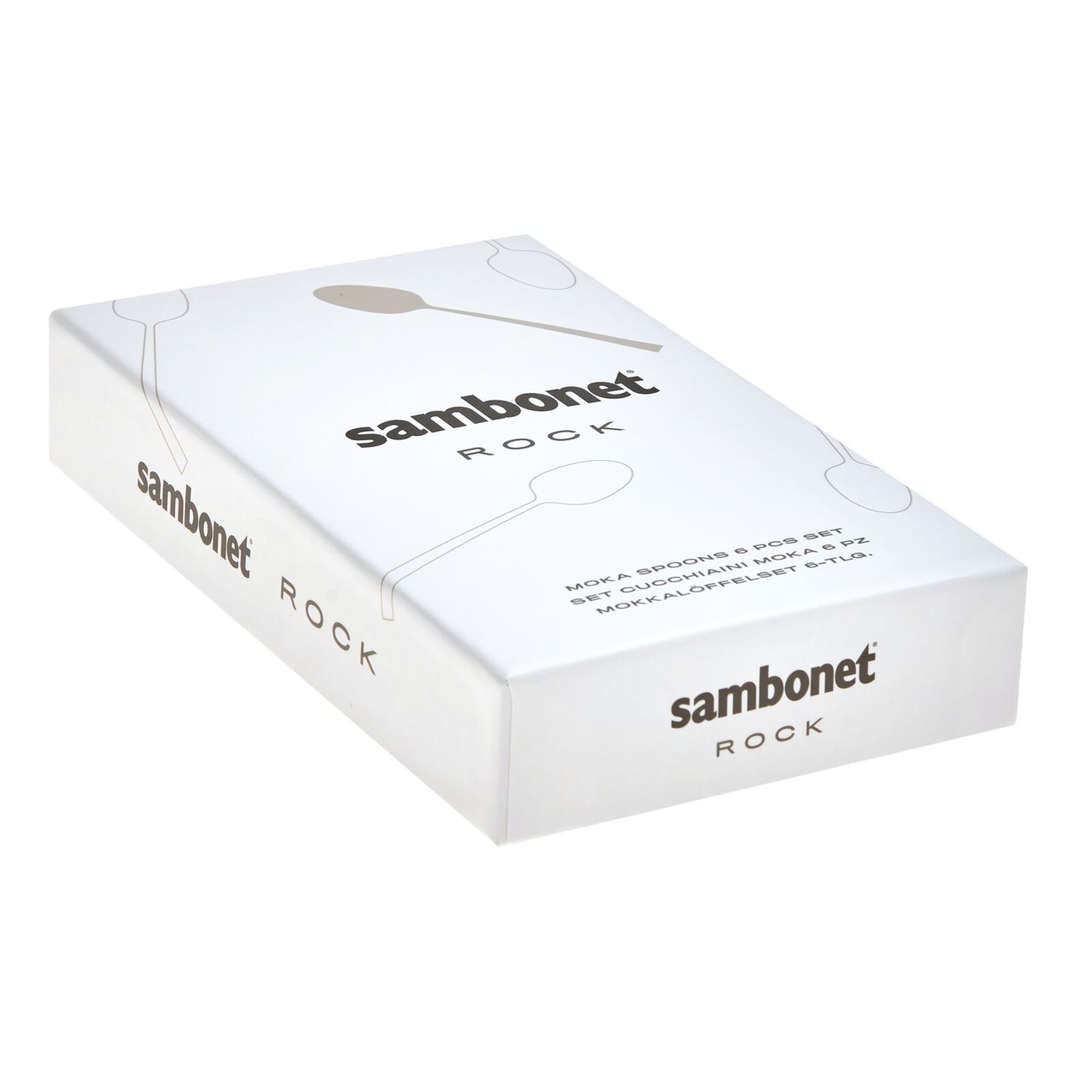 Sambonet Rock Set di 6 Cucchiaini da Caffè in Acciaio Inox 18/10, Design Moderno e Lavabile in Lavastoviglie