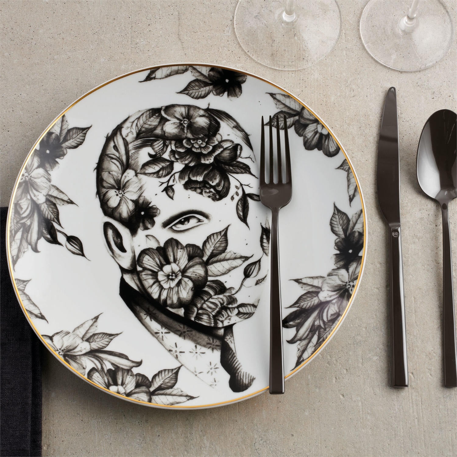 Sambonet Rock Servizio di Posate 24 pezzi PVD Antigraffio Nero - Design Moderno e Lavabile in Lavastoviglie