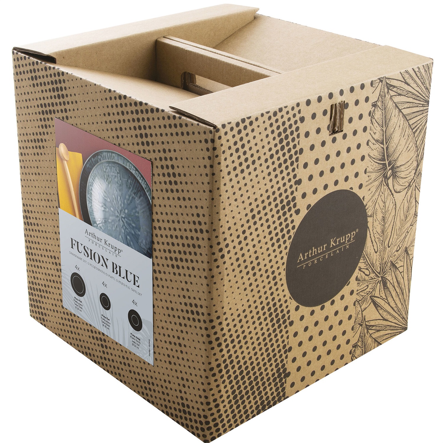 Arthur Krupp 67351BA2 Servizio da Tavola 12 Pz in Porcellana Blu - Design Ispirato alla Ceramica Cinese