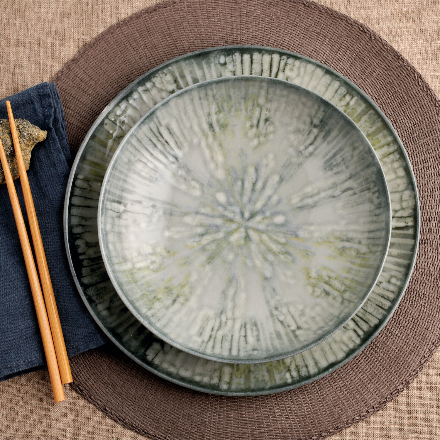 ARTHUR KRUPP 67351GA2 Servizio da Tavola 12 pz in Porcellana Grigio - Design Fusion Grey Ispirato alla Ceramica Cinese