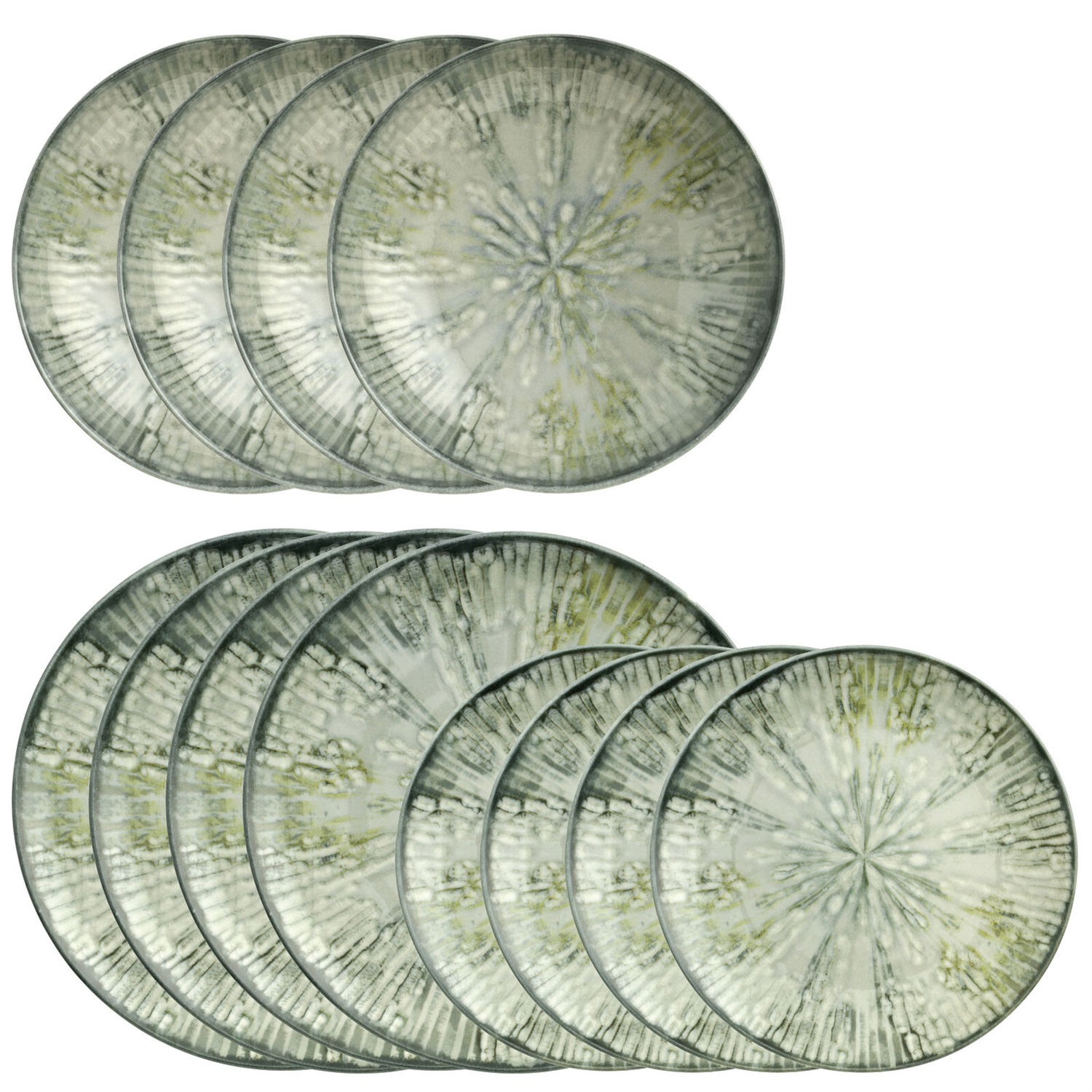 ARTHUR KRUPP 67351GA2 Servizio da Tavola 12 pz in Porcellana Grigio - Design Fusion Grey Ispirato alla Ceramica Cinese