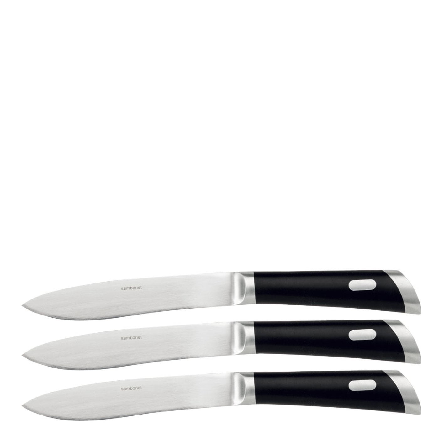 Sambonet Set di 3 Coltelli da Bistecca T-Bone 25,6 cm con Lama Liscia in Acciaio Inossidabile