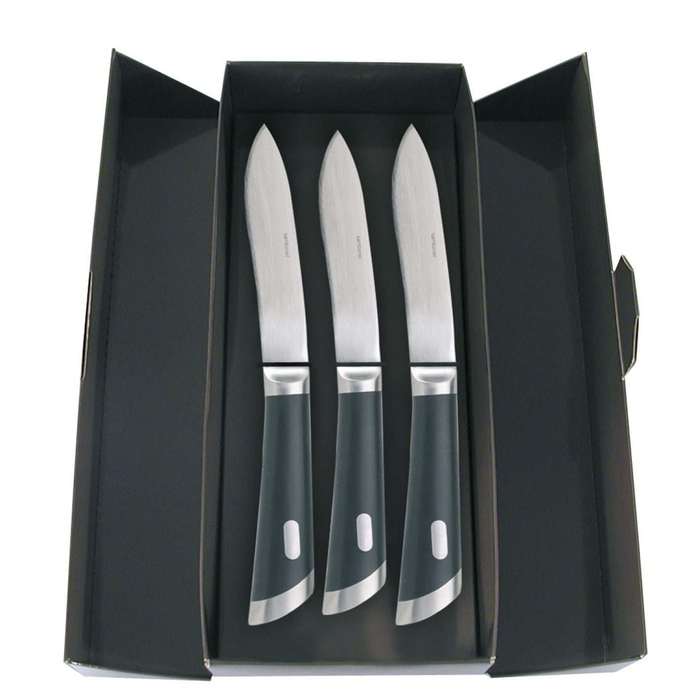 Sambonet Set di 3 Coltelli da Bistecca T-Bone 25,6 cm con Lama Liscia in Acciaio Inossidabile