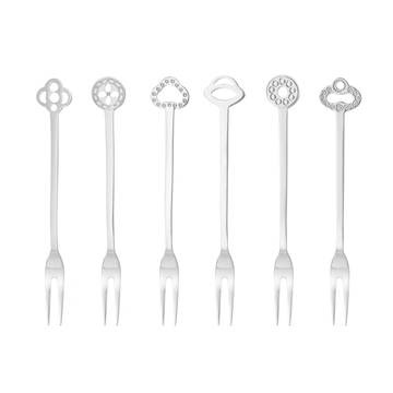 Sambonet Set Forchettine Party Oriental 6 Pezzi in Acciaio Inox 18/10 - Design Moresco per Dessert e Aperitivi