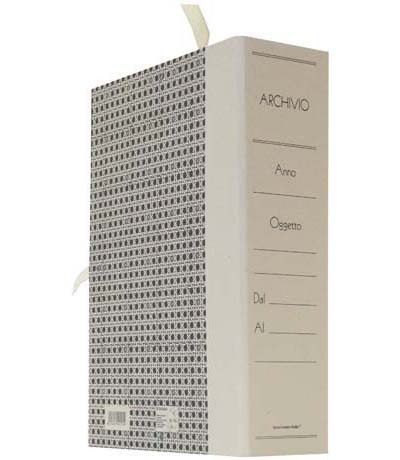 Brefiocart Scatola Archivio Universale in Legno - 38x27 cm - Dorso 12 cm - Grigio - Chiusura a 2 Bottoni