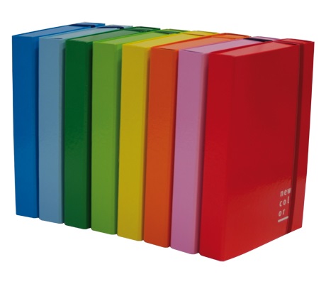 Brefiocart NEW COLOR Cartella a 3 lembi con elastico piatto, 25x35 cm, dorso 10 cm, colore rosso