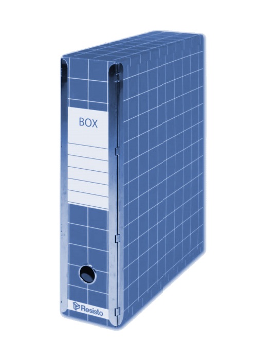 Resisto Scatola Archivio Box4 Blu - 37,5x29,5 cm, Dorso 9 cm, Apertura Totale con Cerniera in Metallo