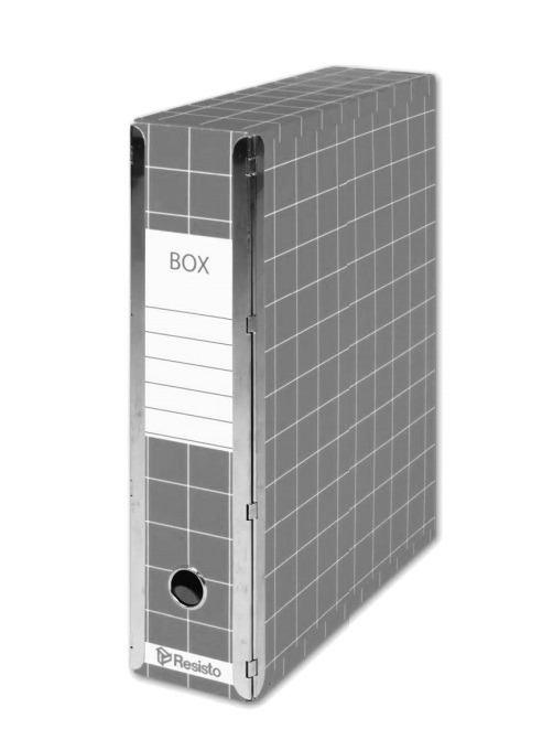 RESISTO Scatola Archivio Box 4 Grigio - 37,5x29,5x9 cm, Cerniera in Metallo, Apertura Totale