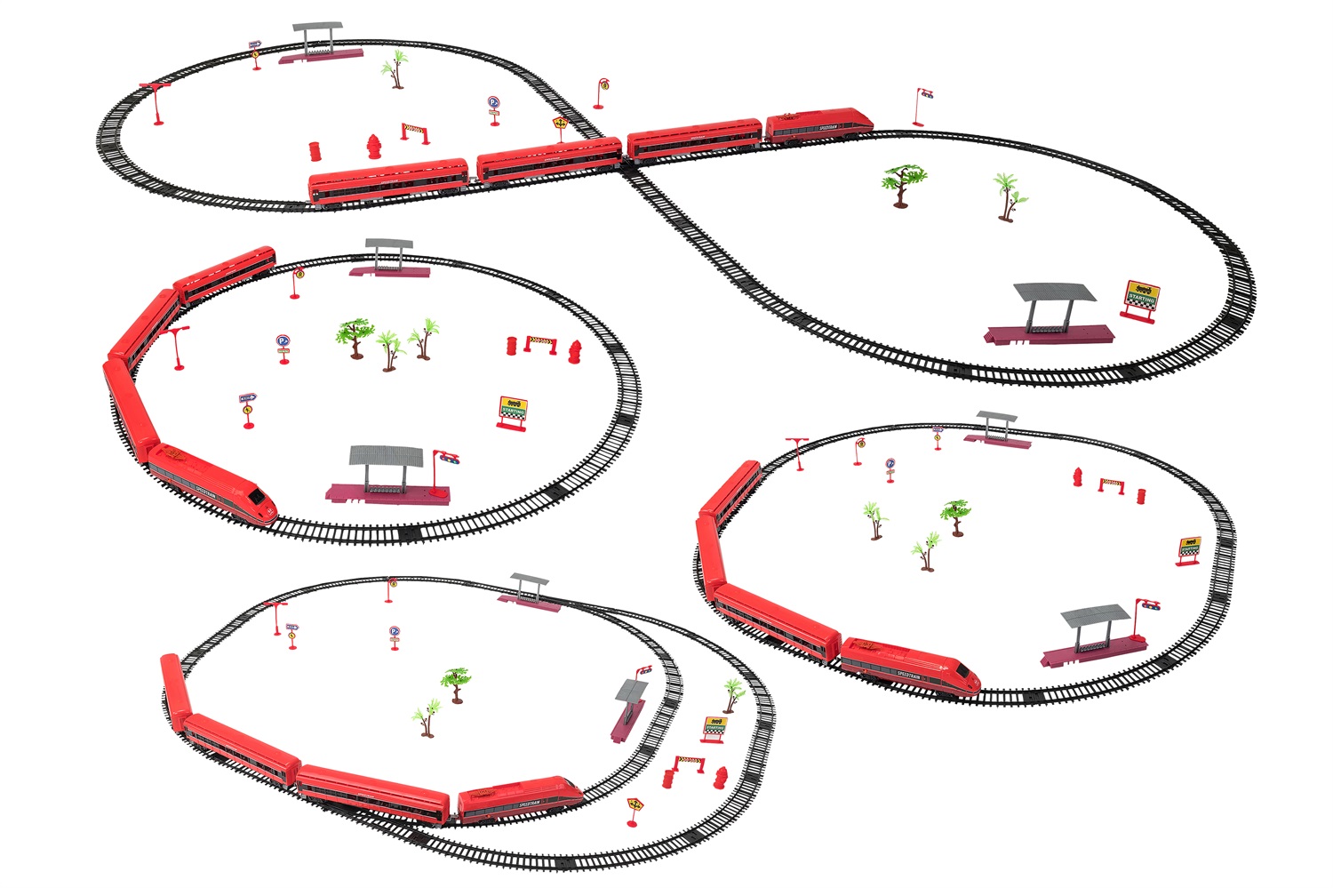 GLOBO TRENO 39853 Pista a Batteria Scala 1:87 con 50 Pezzi, Luci e Suoni, Circuito di 6,46m